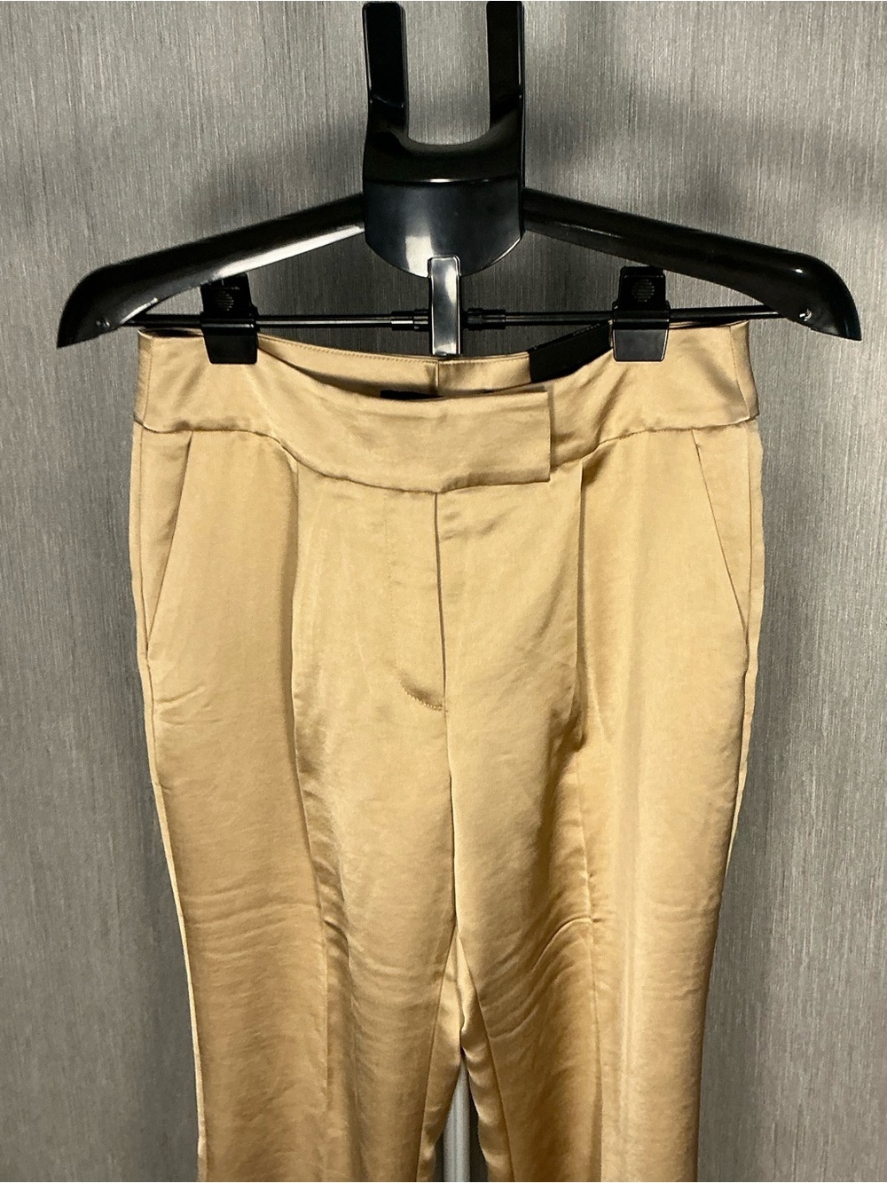 White House Black Market Golden Cream Satin Straight-Leg Pants Size 4 - Picture 8 of 16